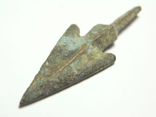 Uncleaned Ancient Roman Bronze 1st Century Ad Barbed War Arrowhead A705c photo