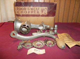Vintage Landers,  Frary,  &clark 2 Universal Food And Meat Chopper & Grinder W/box photo