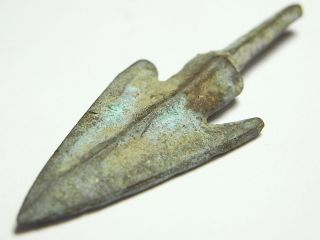 Ancient Roman Bronze 1st Century Ad Barbed War Arrowhead (a705a) - photo