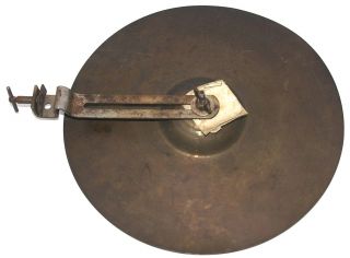 Antique 1920s Ludwig 11” Bass/kick Drum Mount Spun Brass Cymbal & Bracket Signed photo