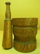 Early 19th Century Antique Lignum Vitae Wood Chemist Pharmacist Mortar & Pestle Mortar & Pestles photo 4