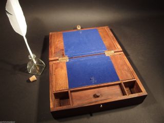 Antique Vintage Style Folding Document Writing Wood Lap Desk Box W Felt photo