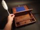 Antique Vintage Style Folding Document Writing Wood Lap Desk Box W Felt Boxes photo 1