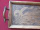 Rare Vintage Antique Unique Wooden Pyrography Tray/dish Metal Handles 1920 - 1930 Trays photo 2