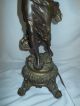 Antique Art Nouveau Newal Post Figural Lamp W Torch Flame Shade Moreau? Lamps photo 2