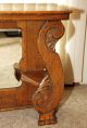 Unusual Antique Oak Side/sofa Table W/shaped Beveled Mirror Round Shelves 1900-1950 photo 1