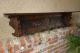 Antique French Carved Dark Oak Wall Shelf Hat Coat Rack Plate Shelf Brass Hooks 1900-1950 photo 1