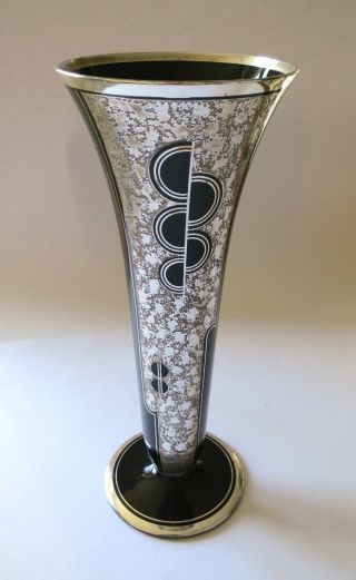_large_antique_art Deco_glas_vase_glass_silveroverlay_art Glass_design_vintage_ photo