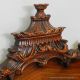 Fine 1930s Flame Mahogany Chinese Chippendale Pagoda Carved Full Double Bed 1900-1950 photo 10