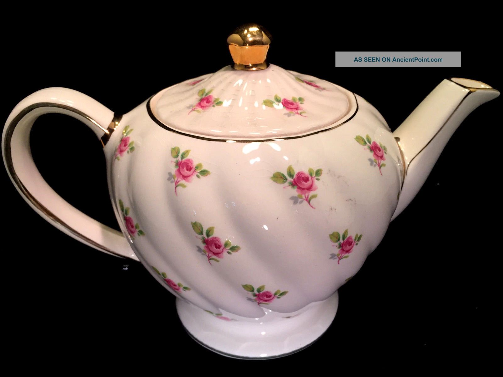 Vintage Sadler Pink Floral Rose Bud Swirl Tea Pot With Lid England 1573/1593 Other photo