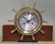 Vintage German Salem 8 - Day Jeweled Ships Bell Wheel Clock W/ Wood Stand Clocks photo 2