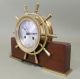 Vintage German Salem 8 - Day Jeweled Ships Bell Wheel Clock W/ Wood Stand Clocks photo 7