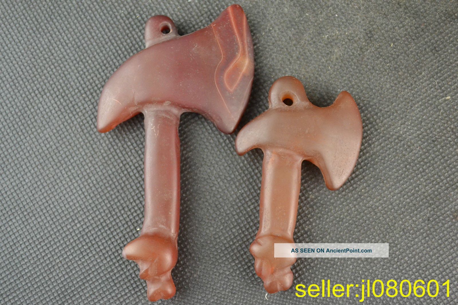 China Handwork Rare Jade Carving Pair Dragon Hand Shank Axe Pendant Necklaces & Pendants photo