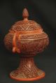 Chinese Wood Carved Vermillion Lacquer Lid Jar Container/vessel Tsuishu Style Other photo 1