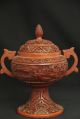 Chinese Wood Carved Vermillion Lacquer Lid Jar Container/vessel Tsuishu Style Other photo 2