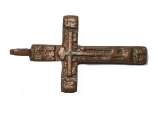Medieval Bronze Cross Pendant Christian With Inscriptions photo