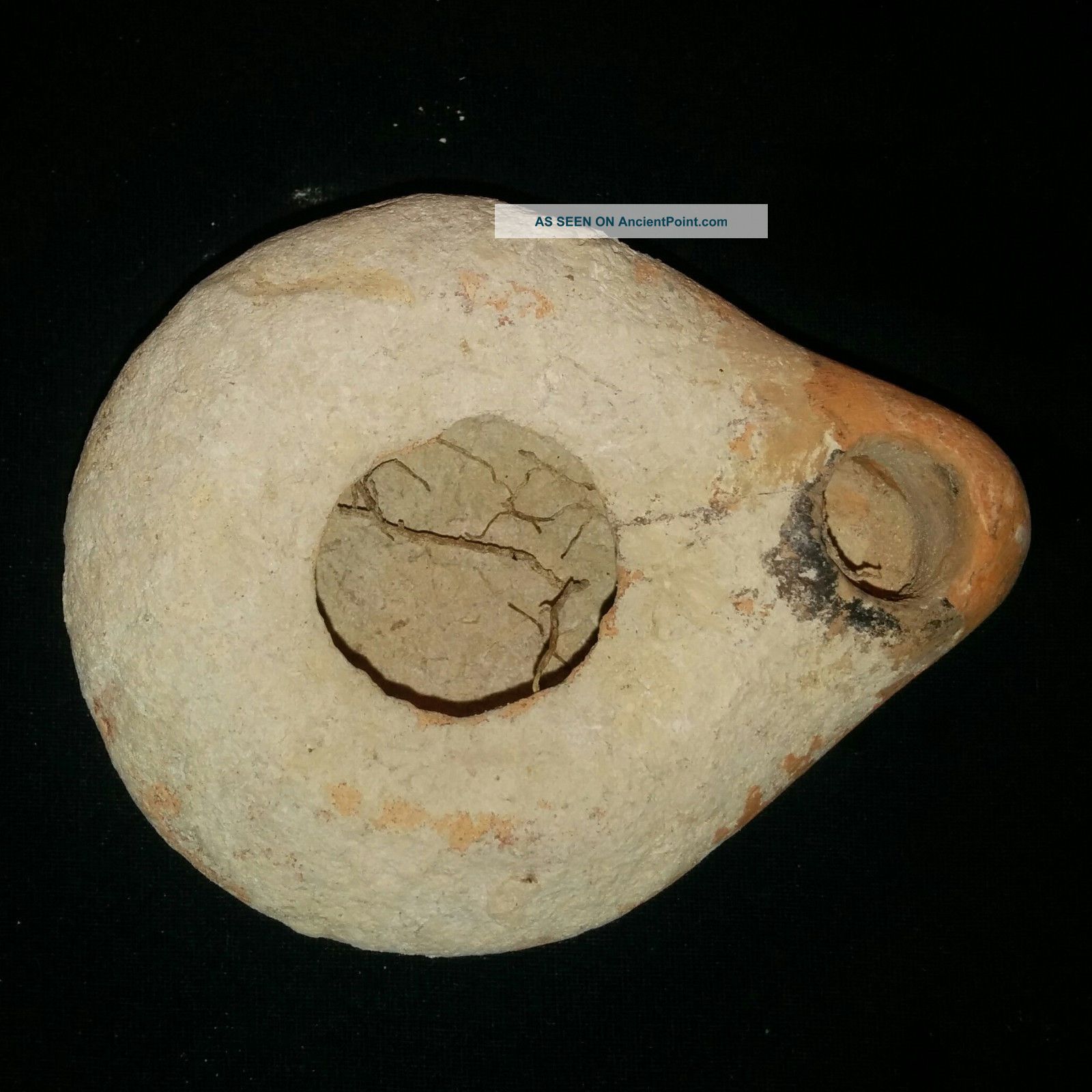 Ancient Roman Clay Oil Lamp Fine,  One Spout. Roman photo