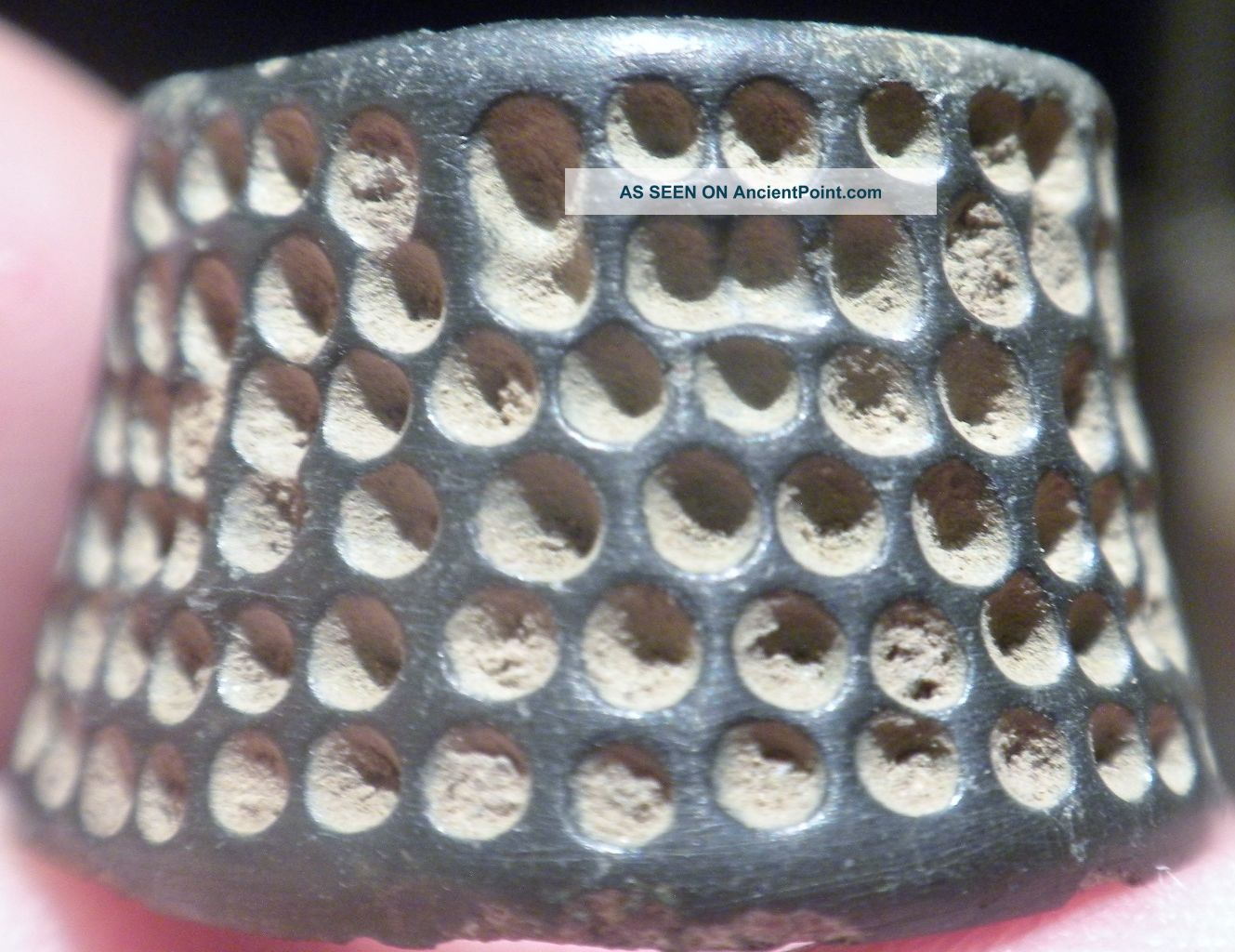 Fantastic Ancient Thimble.  Xiv - Xv Centhury - Incredible Green Patina - Large Size¡ Roman photo