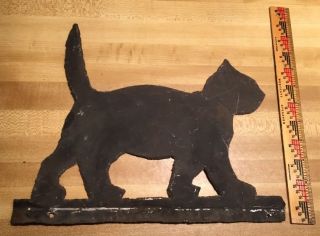 Antique Tin Sheet Metal Weather Vane Black Cat Folk Art Silhouette Cut Out Large photo