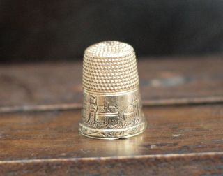 Estate Antique Victorian 14k Yellow Gold Hand Engraved Sewing Thimble O91 photo