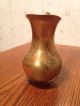 Vintage Floral Design India Solid Brass Footed Pitcher Container 7.  5 Inches Lb India photo 2