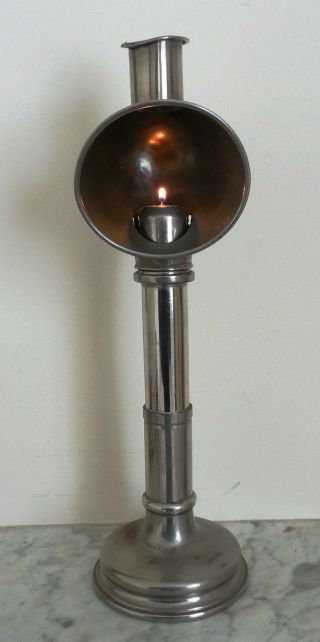 Antique Nickel Plated Telescopic Scholars Reading Lamp 1875 - 1900 Candle Powered photo