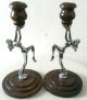 Art Deco Chrome And Wood Candle Holders Art Deco photo 1