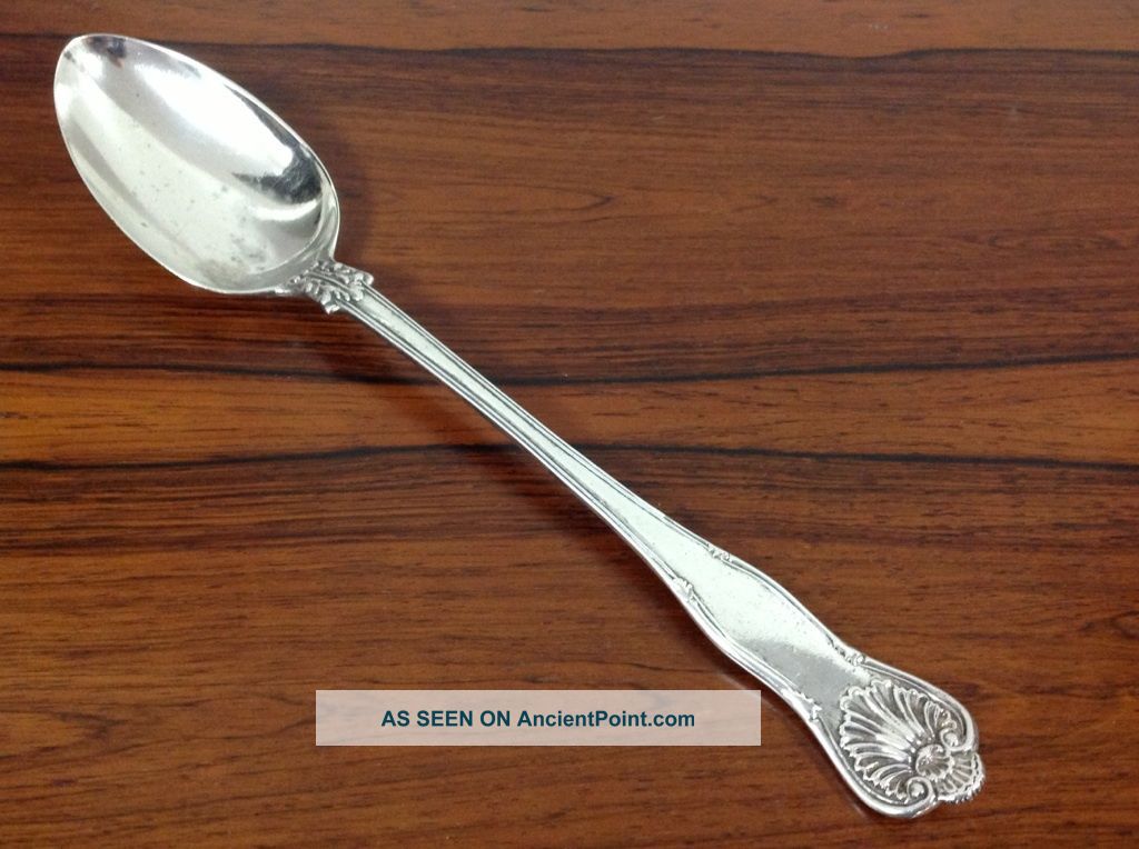 Georgian 1794 Silver Stuffing Serving Spoon James Wilks 198g Queens Pattern Flatware & Silverware photo