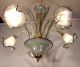 Vintage Elegant Art Glass Chandelier Ceiling Light Fixture Lamp W Glass Shades Chandeliers, Fixtures, Sconces photo 4