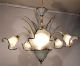 Vintage Elegant Art Glass Chandelier Ceiling Light Fixture Lamp W Glass Shades Chandeliers, Fixtures, Sconces photo 5