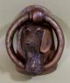 Antique Solid Bronze Schnauzer Or Airedale Terrier Dog Head Figural Doorknocker Door Bells & Knockers photo 2