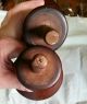 Vintage Pair Carved Wood Finials Grandfather Clock Top Architecture Salvage Finials photo 6