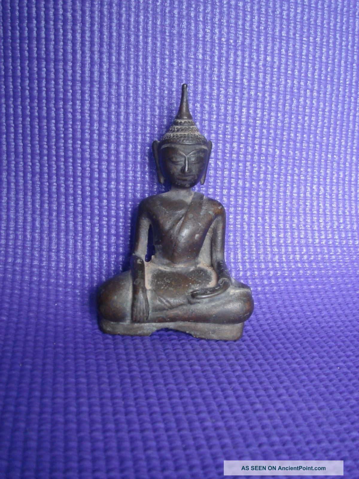 Antique Seated Buddha Bronze Khmer Cambodia Thai Therevada Southeast Asia Statues photo