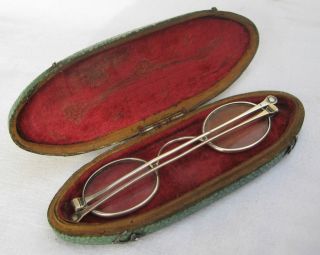 Antique Late Georgian Hallmarked Solid Silver Spectacles Shagreen Case photo