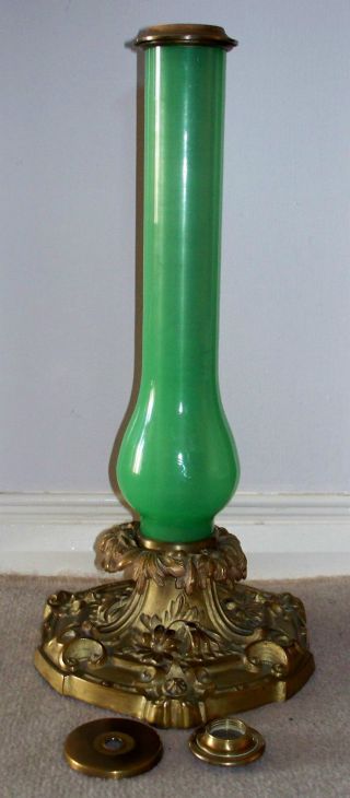 Attractive French Victorian Brass & Glass Oil Lamp/electric Lamp Base - A/f photo
