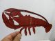 Colorful Antique American Folk Art Silhouette Lobster Trade Sign Wood Carving Primitives photo 4