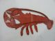 Colorful Antique American Folk Art Silhouette Lobster Trade Sign Wood Carving Primitives photo 5