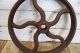 Antique Cast Iron Flywheel Pulley Wheel Vtg Industrial Steampunk Hit Miss Part Primitives photo 3