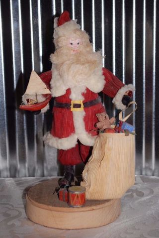 Vintage - Folk Art Handmade St.  Nicholas - Corn Husk Art - Painted Face - Signed photo