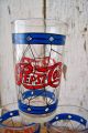 8 Vintage Pepsi Cola Drinking Glass Tumblers Tiffany Stained Glass Style Primitives photo 8