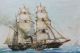 Vintage Humbero Fernandes 19thc Military Gunship Steamship Maritime Oil Painting Folk Art photo 3