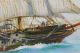 Vintage Humbero Fernandes 19thc Military Gunship Steamship Maritime Oil Painting Folk Art photo 4