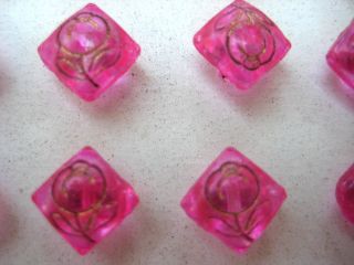 Vintage Antique Pink Glass Floral Buttons Glass Shank Card 1 Doz photo