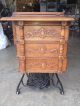 Antique Singer Sewing Machine Wooden Cabinet & Cast Iron Base Sewing Machines photo 2