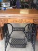 Antique Singer Sewing Machine Wooden Cabinet & Cast Iron Base Sewing Machines photo 4