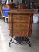 Antique Singer Sewing Machine Wooden Cabinet & Cast Iron Base Sewing Machines photo 7