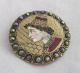 Antique Enamel Painted Miniature Portrait Button Cut Steel Man With Hat Buttons photo 1