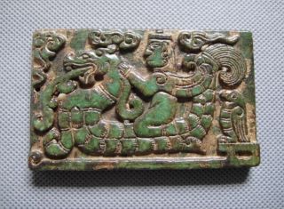Old China Jade Hand - Carved Dragon And People Amulet Pendants M046 photo