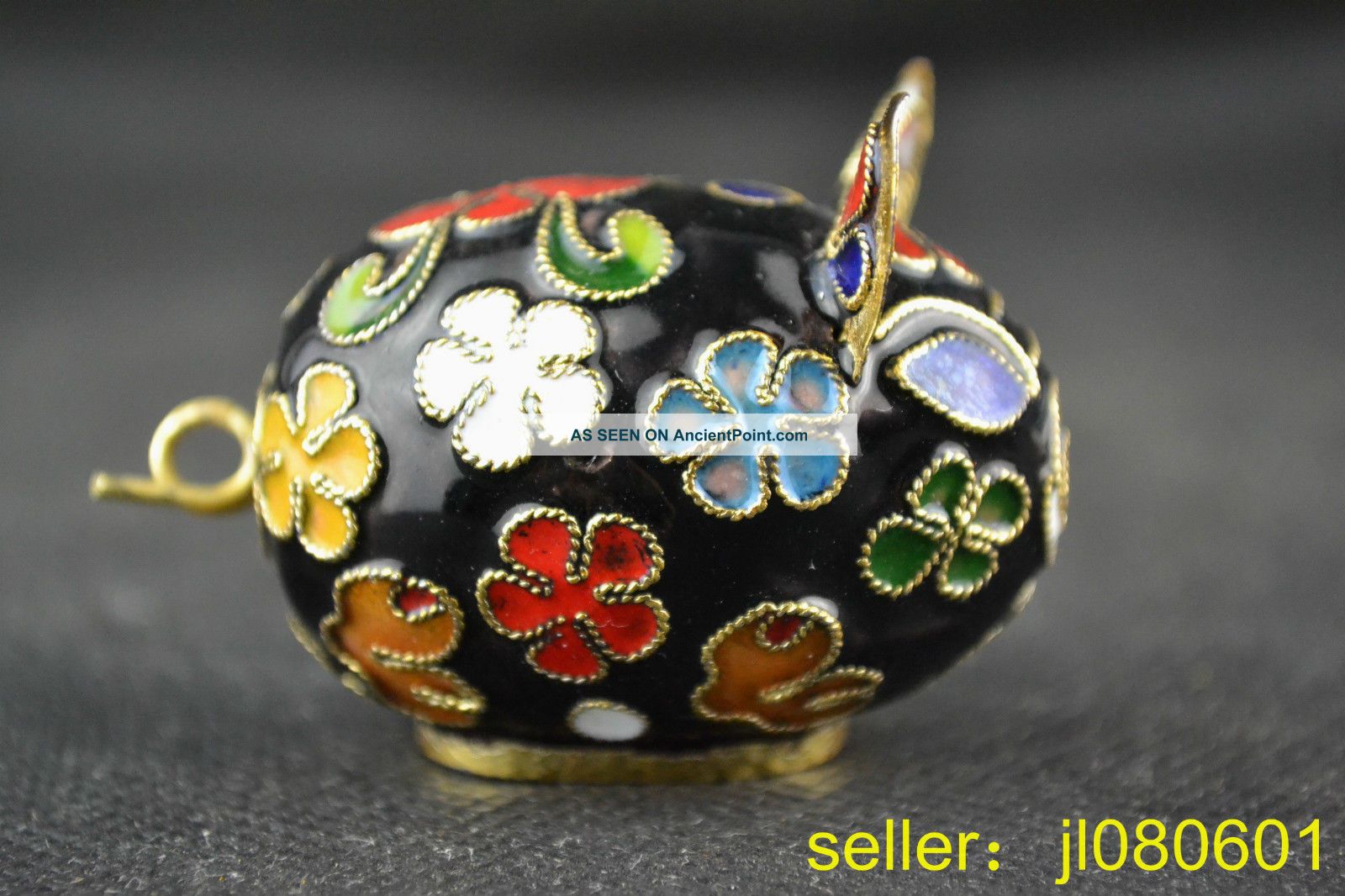 China Handwork Rare Cloisonne Carving Flower Pig Black Statue Other photo