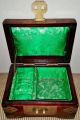 Vintage Chinese Shanghai China Rosewood Brass Carved Jade Jewelry Box Boxes photo 5